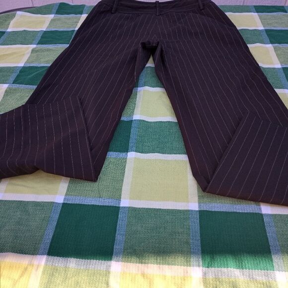 DKNY City 6P Brown Striped Full Length Zipper Pockets Women's Pants - Picture 7 of 7